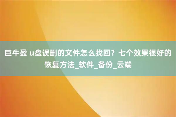 巨牛盈 u盘误删的文件怎么找回？七个效果很好的恢复方法_软件_备份_云端
